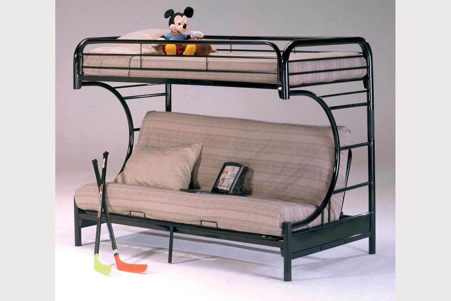 Bernards Banner Twin over Full Futon Metal Bunk Bed, Black