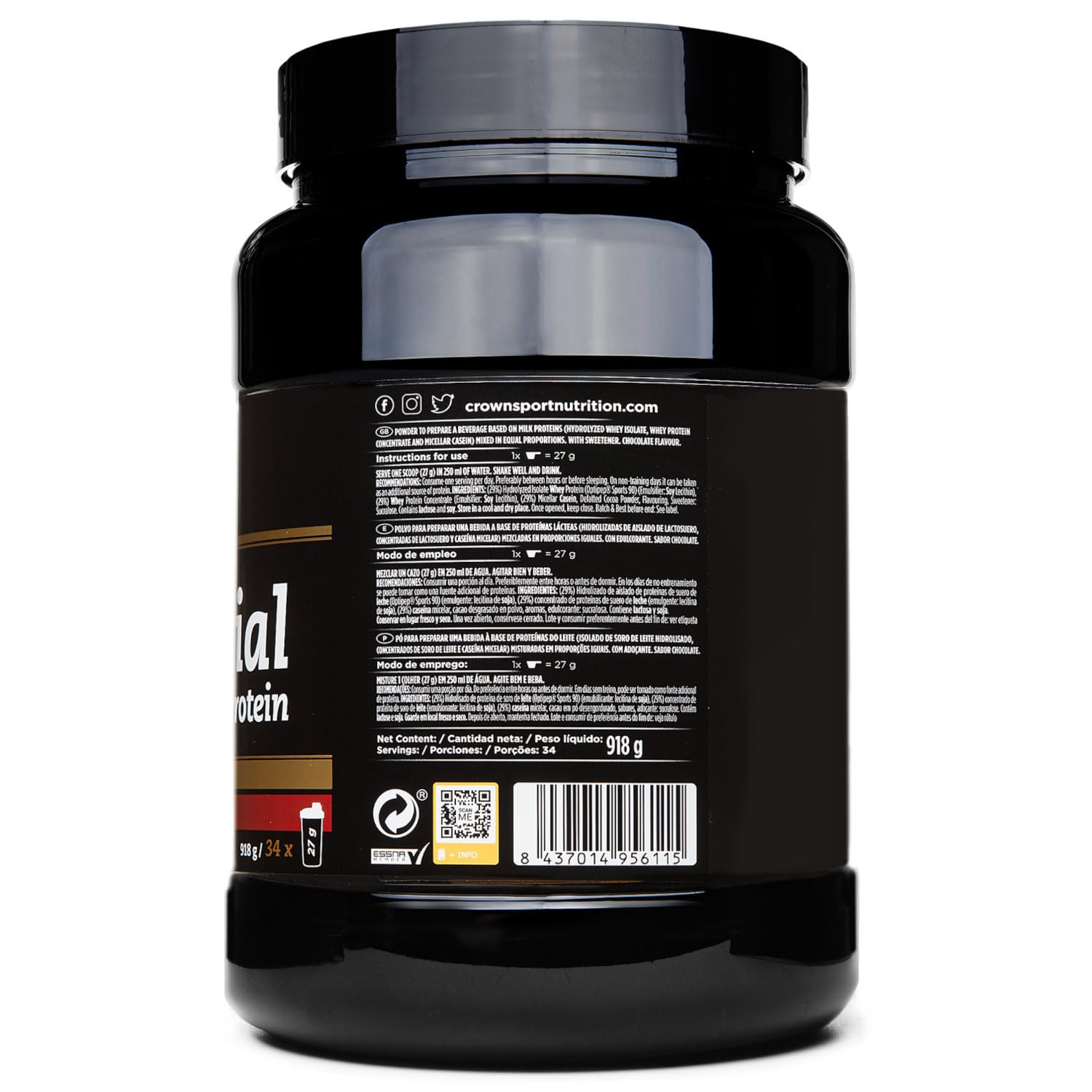 Crown Sport Nutrition Sequential & Night Protein | Proteína de Leche con 3 Fases de absorción (Hidrolizado de aislado Whey (Optipep® 90), Concentrado de Whey y Caseína Micelar)