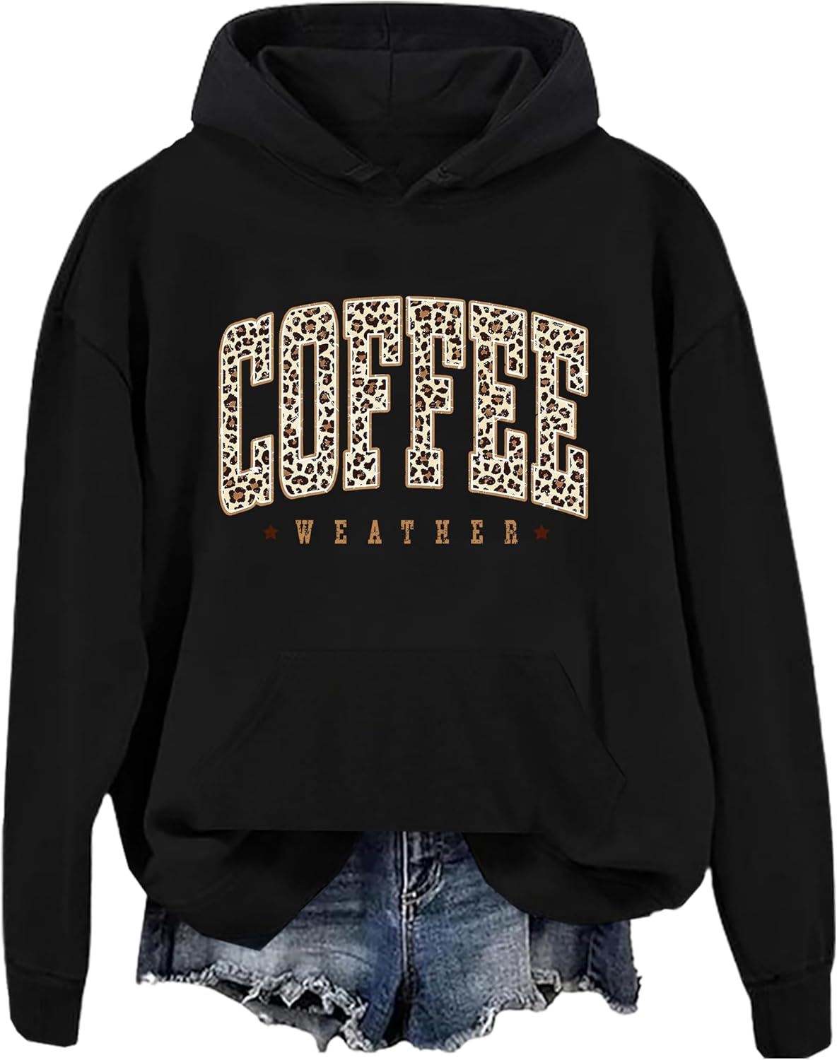 Coffee Weather Sweatshirt Women, Retro Coffee Weather Hoodie, Graphic Sweatshirts For Women Long Sleeve Tops