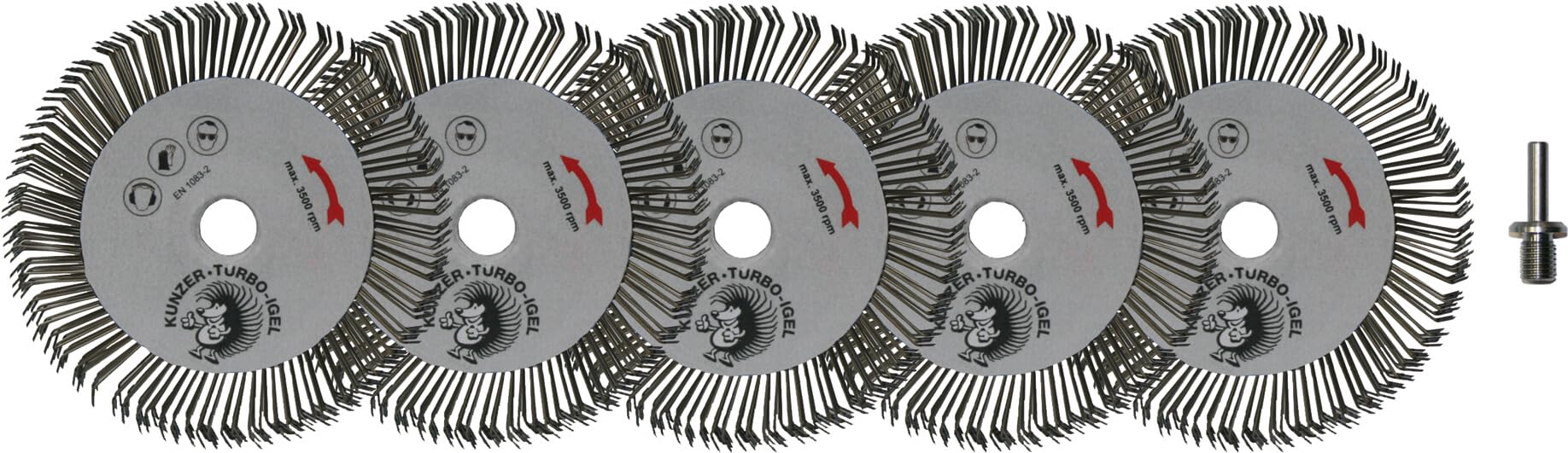 KUNZER Turbo Igel 5 Stück, Drahtbürsten-Set, Entfernen von Lack, Rost
