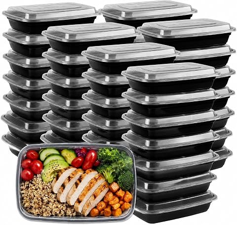 Meal Prep Container, 26 oz [50 Pack]-Single 1 Compartment Food Meal Prep Containers Reusable, BPA Free Extra-thick disposable Food Storage Containers with Lids Microwave Dishwasher Freezer Safe