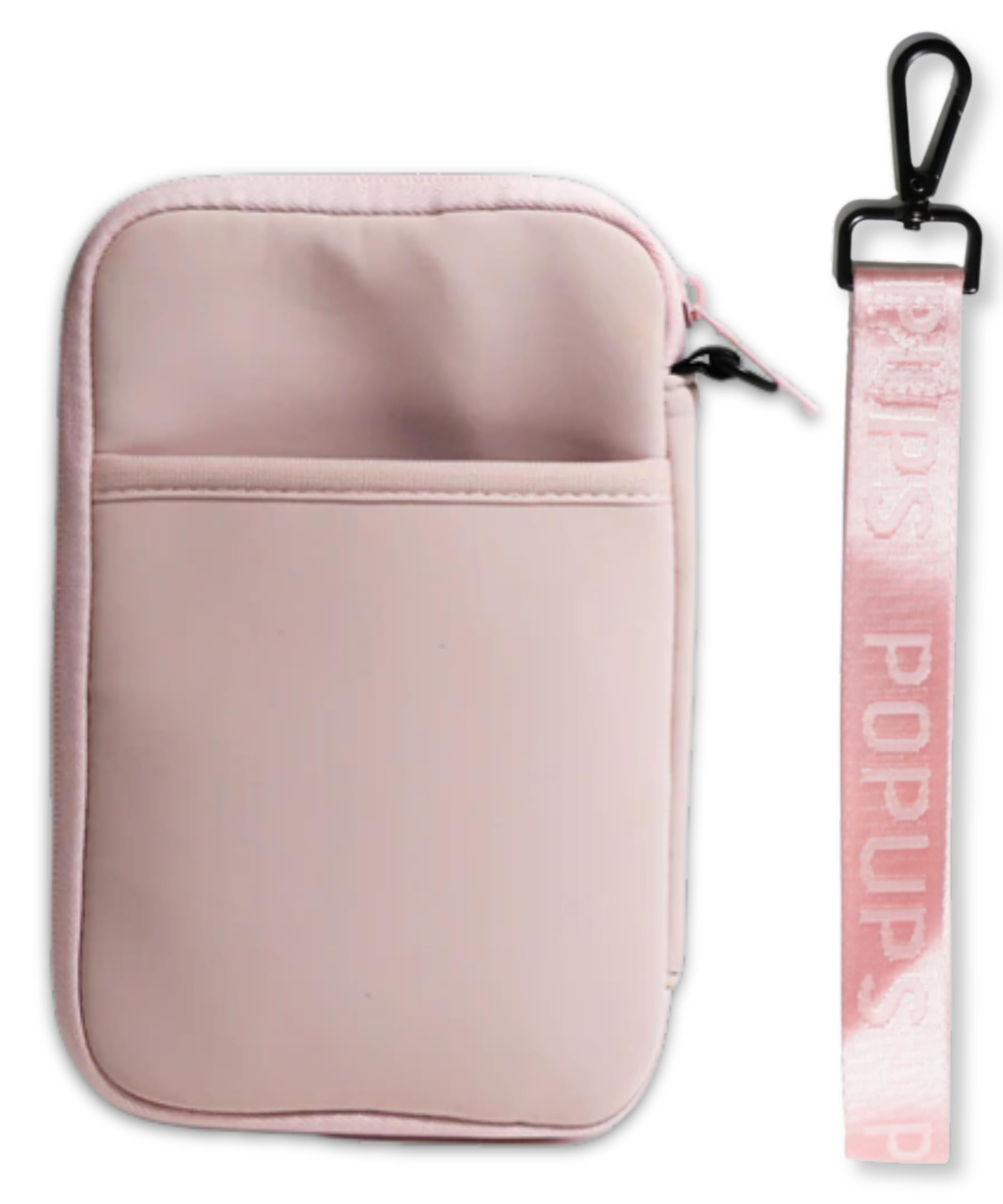 POPUPS Portafoglio da viaggio per passaporto da donna, grande organizer per documenti multipli e supporto con cinturino da polso, Rosa, Popups Brand Basic - Borsa larga in neoprene