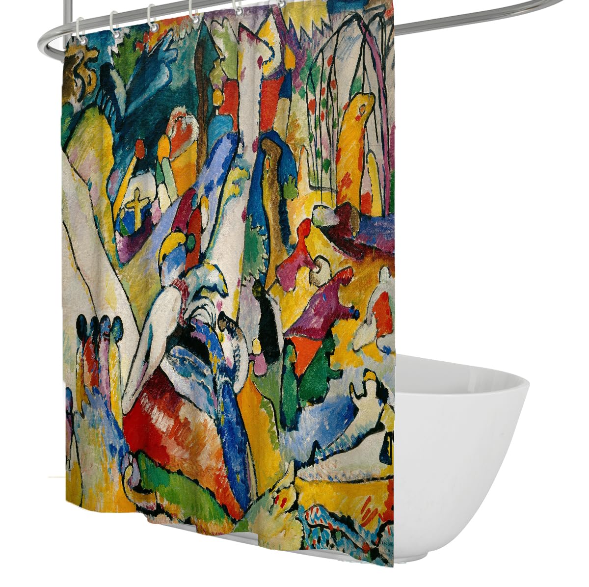 Olliar Home Shower Curtain Abstract Colorful 180X180 Modern Watercolor Art Famous Paintings Print Bathroom Decor Polyester Fabric Bath Curtains With Hooks