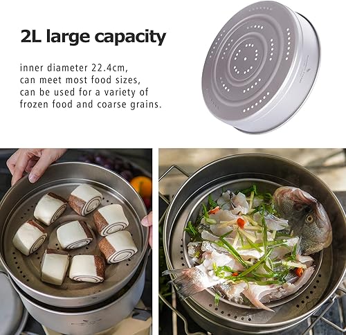 Miniatura 4 de Boundless Voyage Sartén de titanio para alimentos, olla de sopa para colgar al aire libre, portátil, para viajes, hogar, utensilios de cocina, olla