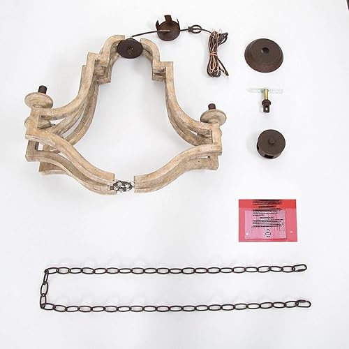 Miniatura 9 de Candelabros de granja para comedor, lámpara de madera rústica, lámpara de araña francesa de 5 luces para isla de cocina, sala de estar, dormitorio y