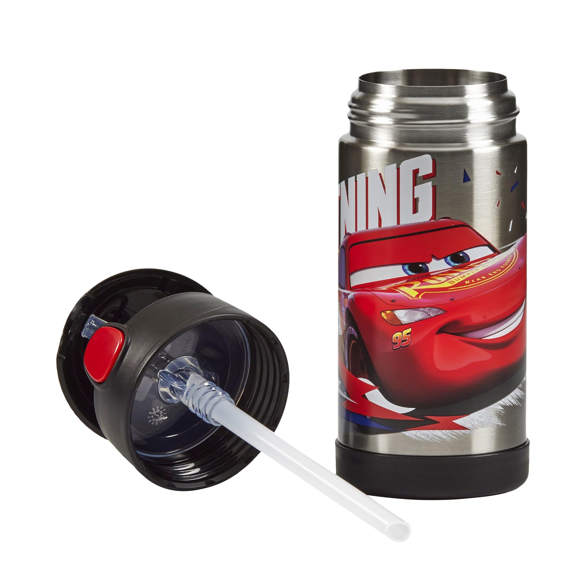 Thermos, Disney Cars Water Bottle (355ml), BPA Free, Stainless Steel, Spill Proof, Pop-Up Straw - Image 4
