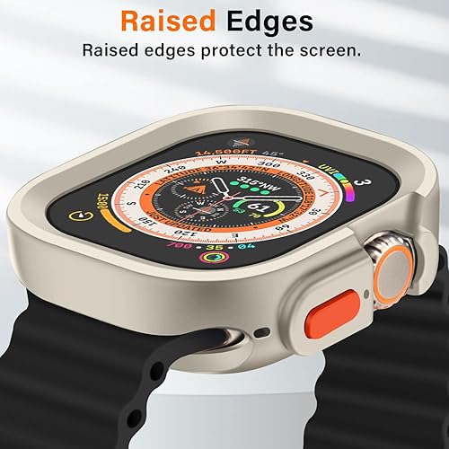 Miniatura 9 de Amizee Paquete de 2 fundas resistentes compatibles con Apple Watch Ultra 2Ultra de 1.732 pulgadas con 2 protectores de pantalla de vidrio, TPU