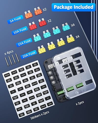 Miniatura 7 de Bloque de fusibles de 12 V, kit mejorado de caja de fusibles de hoja de 6 circuitos de 12 voltios con interruptor eléctrico, interfaz ACC e