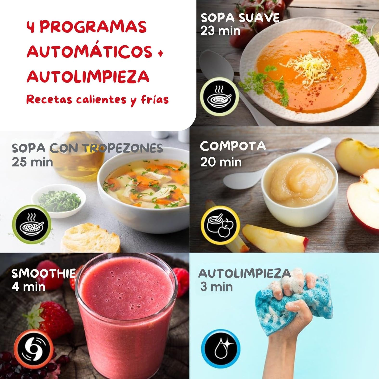 Moulinex Easy Soup, Sopera Eléctrica, 4 Programas Automáticos, Jarra Inoxidable, Capacidad 1,2L, Autolimpieza, Función mantener caliente, Potencia 1000W, LM841110