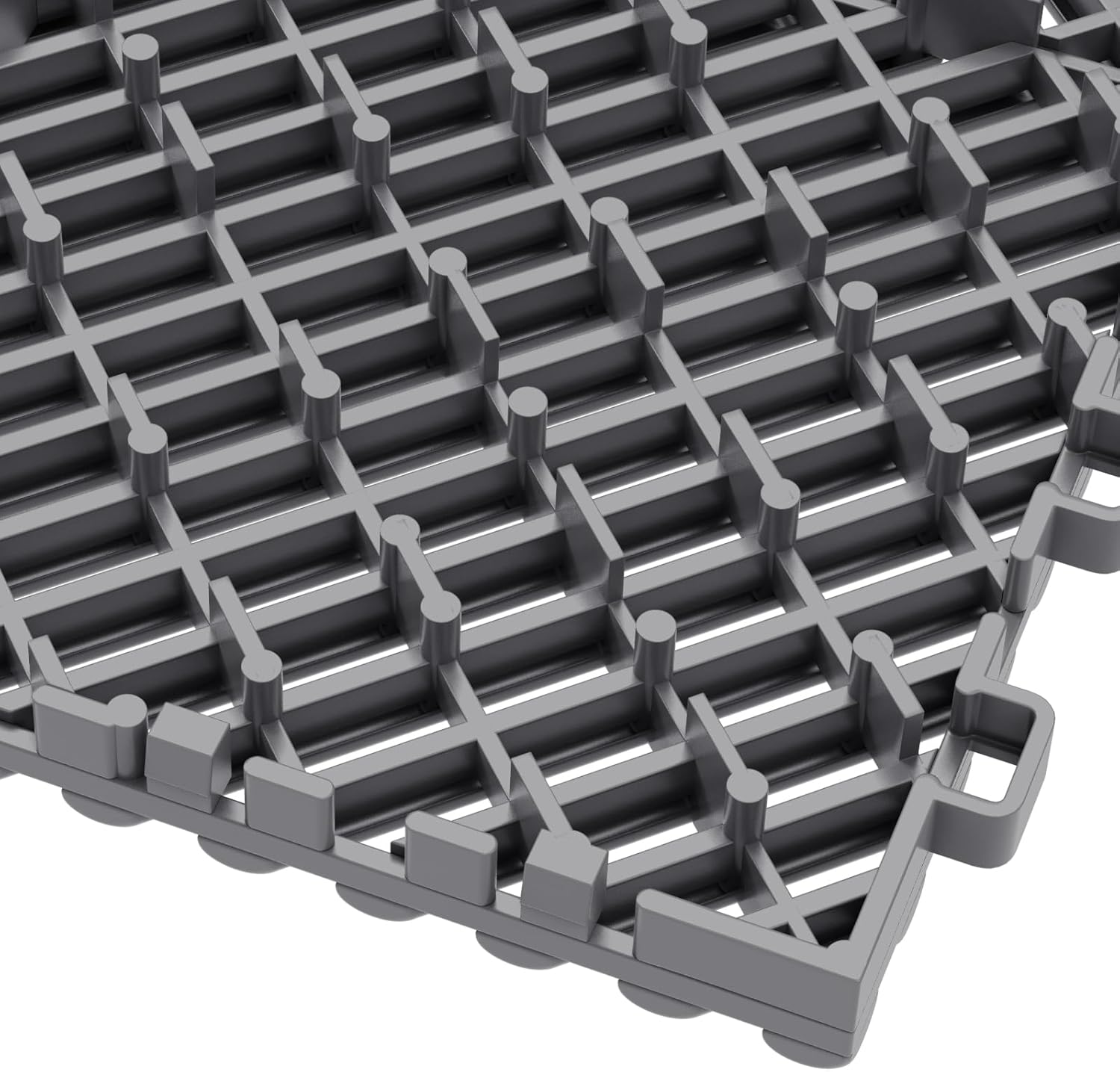 Jocoevol 60-Pcs Interlocking Tile, 12" x 12" Indoor/Outdoor Self-Drainage Interlocking Floor Tiles, Non-Slip Heavy-Duty Polypropylene Splicing Flooring Tile for Garage Patio Pool Bathroom, Grey