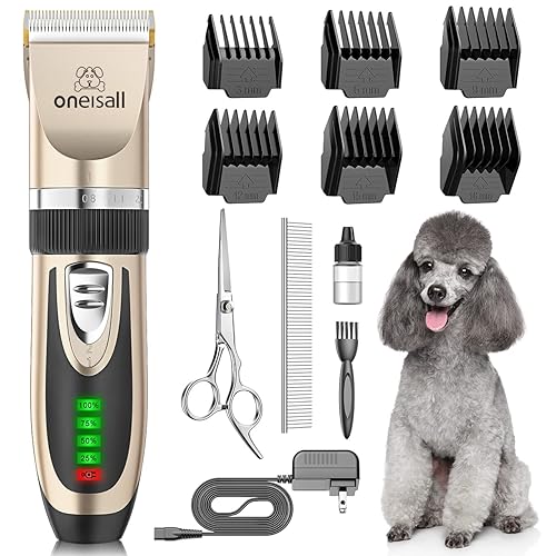 oneisall Dog Clippers Low Noise, 2-Speed Quiet Dog Grooming Kit