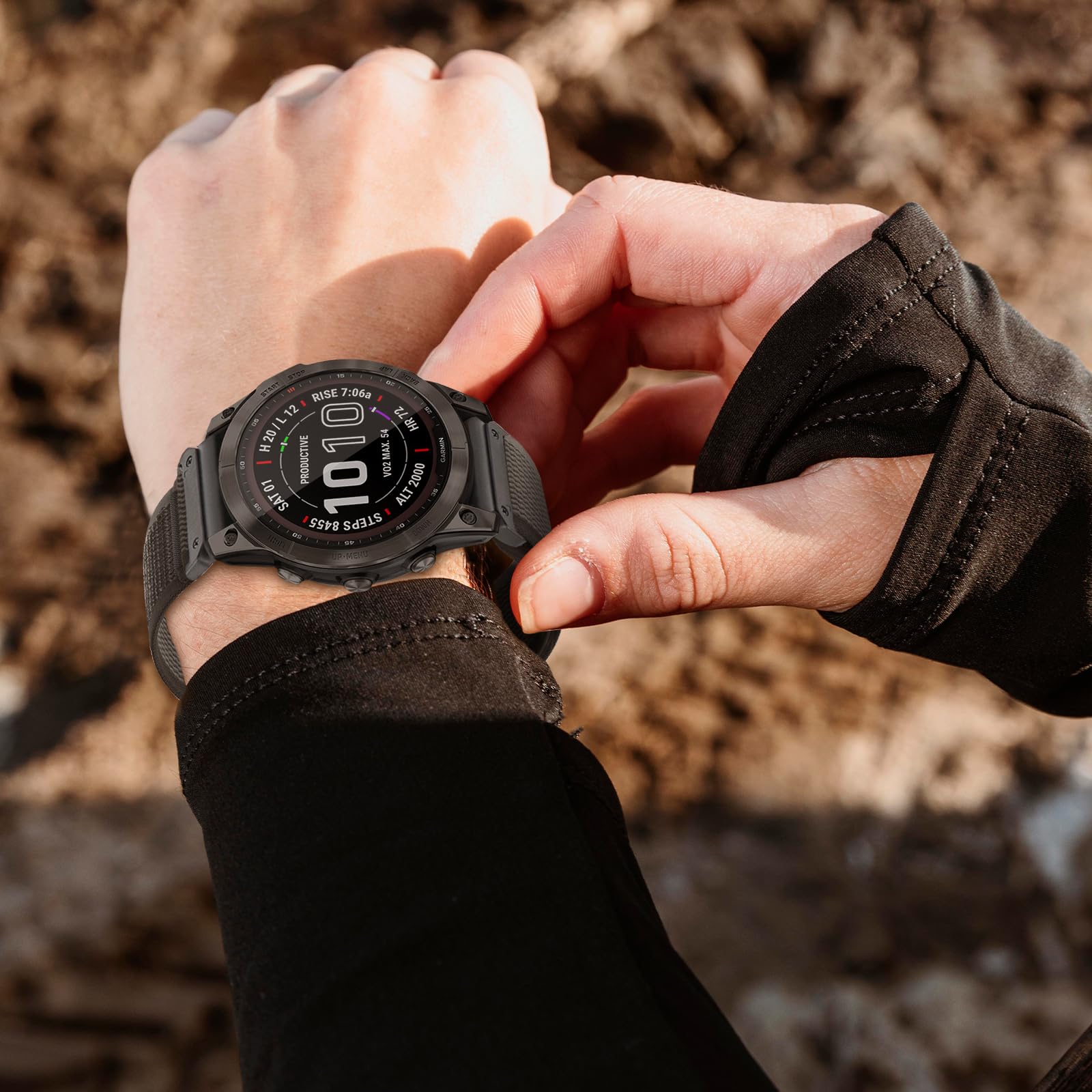 ZoRoll 22mm QuickFit Cinturino per Garmin Fenix E/Fenix 8 47mm/Fenix 7 Pro/Fenix 7/6 Pro/6/5/5 Plus, Elastico Nylon Cinghie di Ricambio per Garmin Tactix 8 47mm/Descent G2/Epix - Nero&Grigio