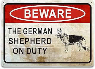 Beware of Dog Signs, Private Property No Trespassing Sign, The German Shepherd On Duty Warning Sign, 25 x 18 x 0.1 Cm Rust Free Rust Free Aluminum, 1 Pack