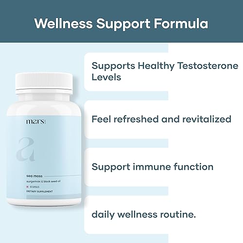 Miniatura 3 de mars by GHC Mars Surge - Tapas de musgo marino natural (60 N)  Embaladas con 84 minerales  Alimentado con aceite de semilla negra   Bienestar