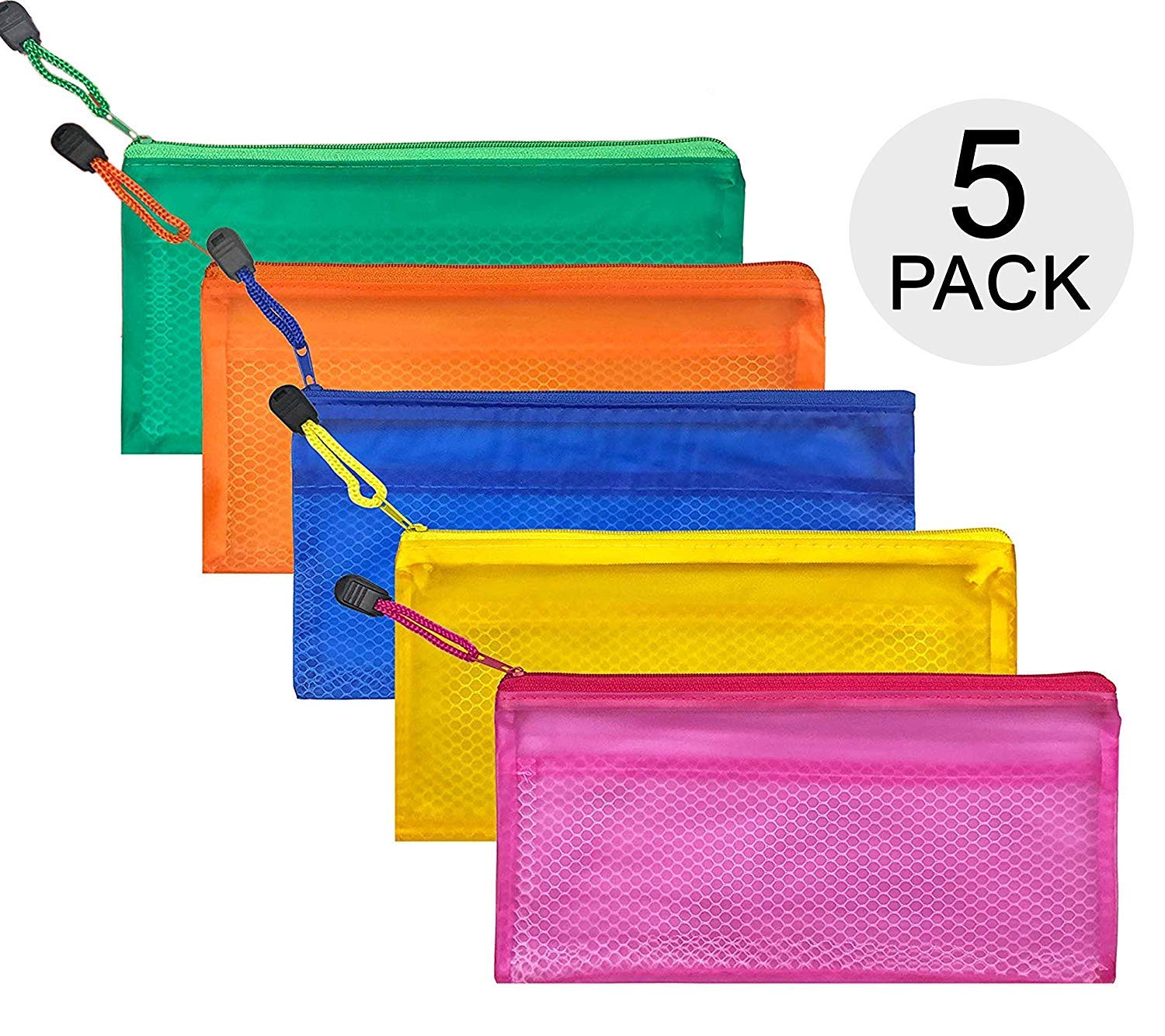 SNDIA Polyurethane 5Pcs Pen Pencil Case Pencil Pouch with Zipper