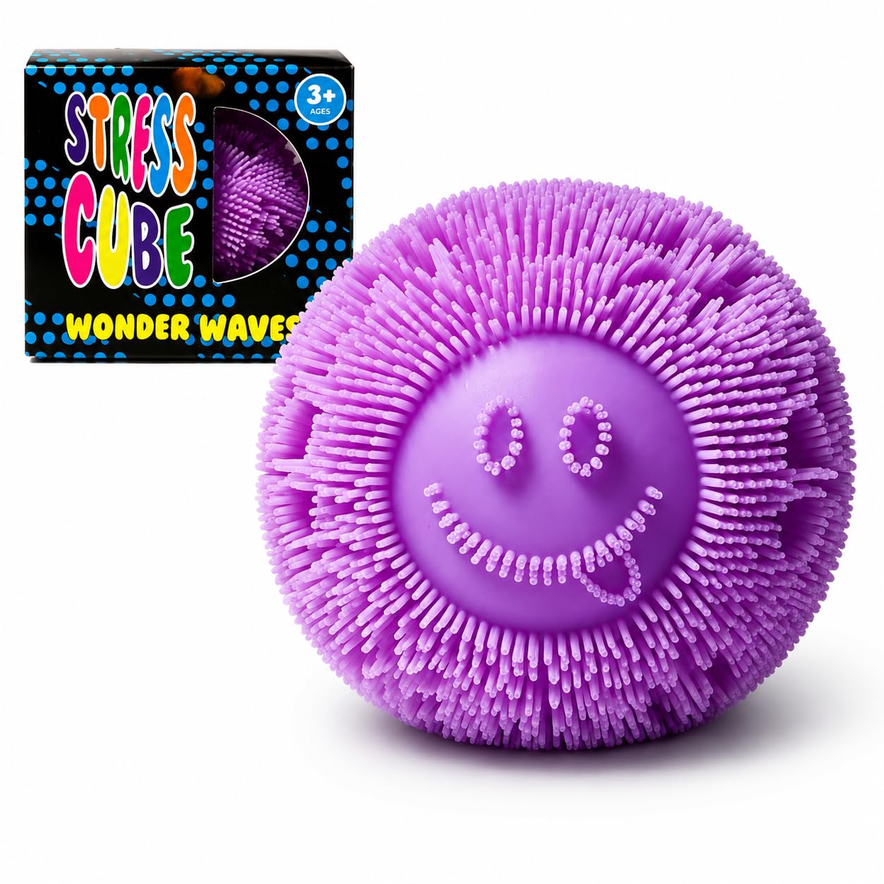 Fuzz Ball Squishy, Squishy Fidget Toys, Smiley Face Slow Rising Squishies Stress Balls, Stress Relief Malt Sugar Fuzz Balls Sensory Squeeze Toy for Kids Adults, Office, School, Home