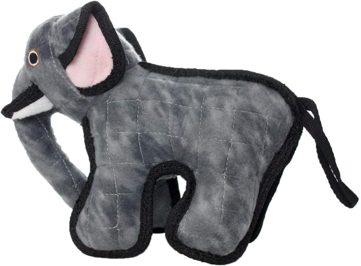 TUFFY - World's Tuffest Soft Dog Toy - Jr Zoo Elephant & Giraffe - Multiple Layers. Made Durable, Strong & Tough. Interactive Play (Tug, Toss & Fetch). Machine Washable & Floats.
