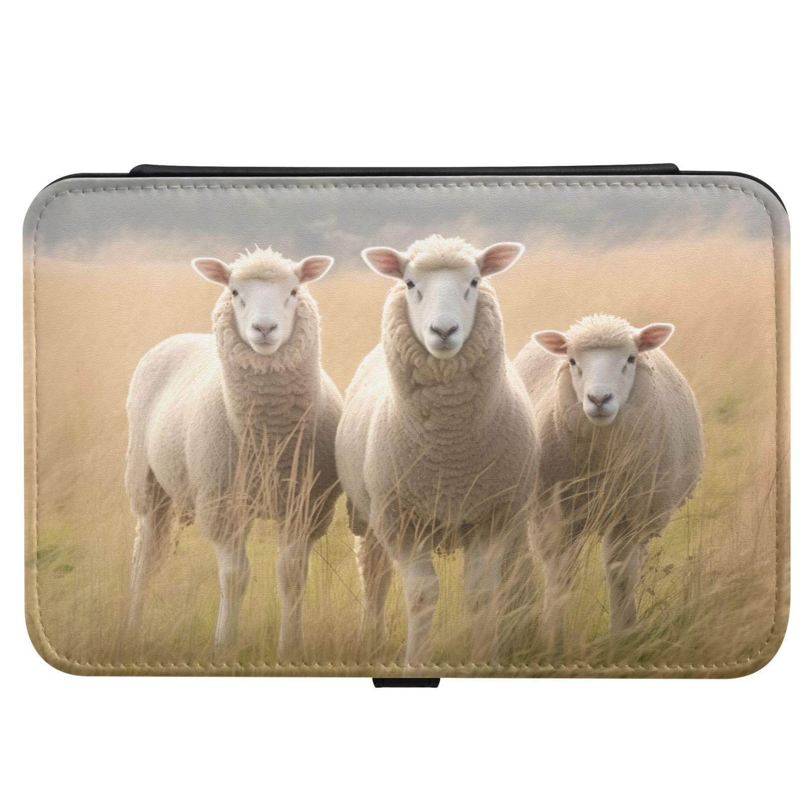 Haskirky Cute Sheeps Jewelry Box Portable PU Leather Travel Jewelry Organize for Women Jewelry Storage Display Holder for Ring, Necklace, Earring