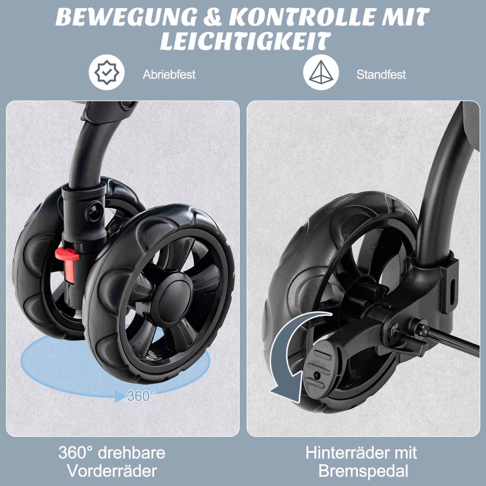 COSTWAY 3 in 1 Hundewagen, Hundebuggy 2 Etagen mit Netzfenstern & Taschen & Polstern, Oxford & Metall, Haustiere Buggy bis 16 kg, Hundebox Transporttasche klappbar, für Hunde Katzen Haustiere, Grau