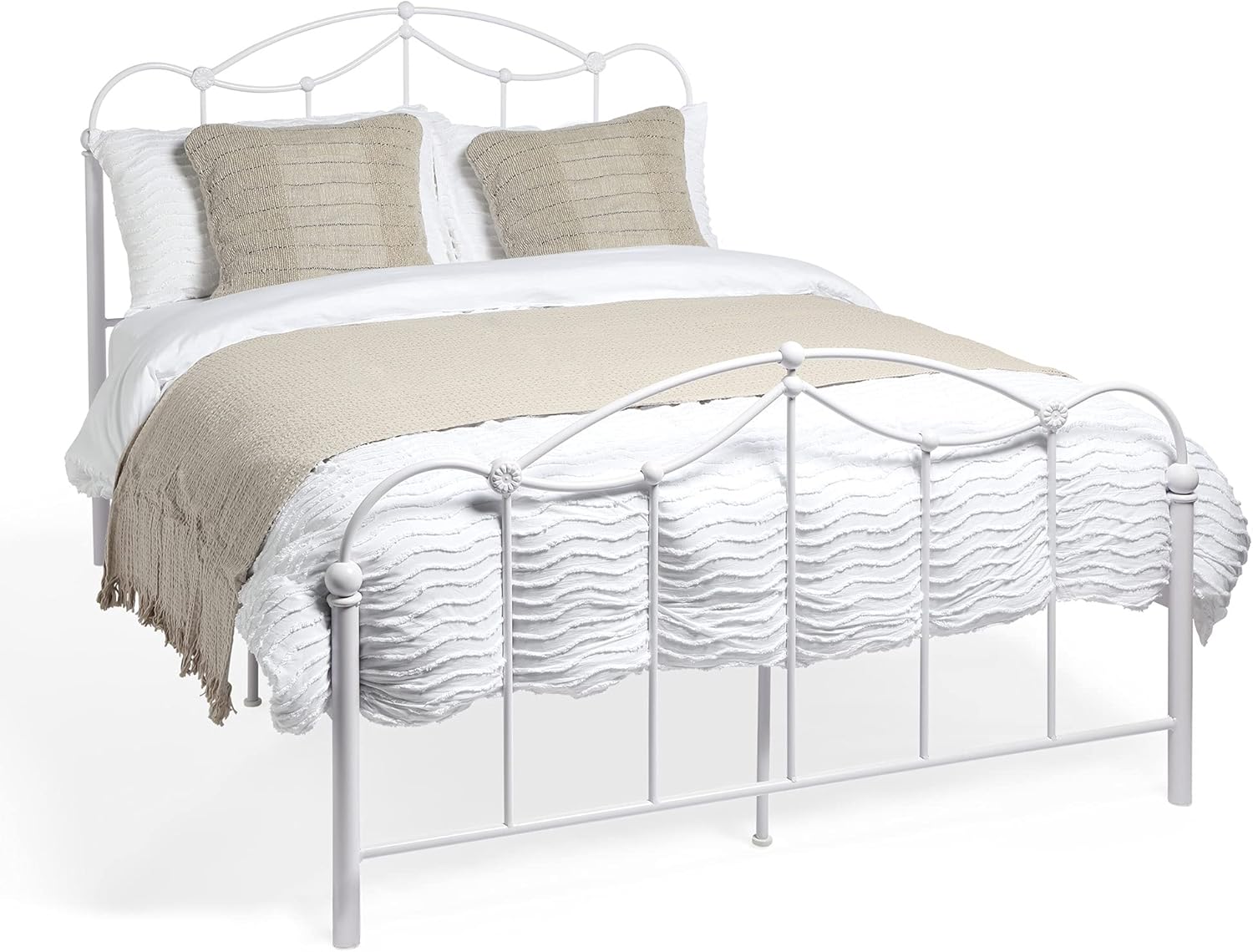 BTFY Double Bed Frame Solid Metal Frame with Strong Metal Slats
