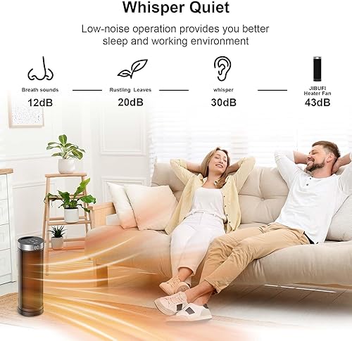 Miniatura 6 de Calentador de espacio de cerámica, calentador portátil para interiores con control remoto, tres modos de calefacción, protección contra