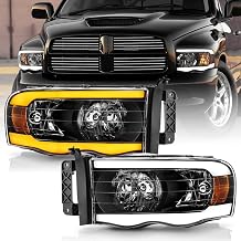 KEEKPO - For 2002-2005 Dodge Ram 1500 2500 3500 Upgrade LED Tube w/Switchback Sequential Headlights Headlamps Left+Right