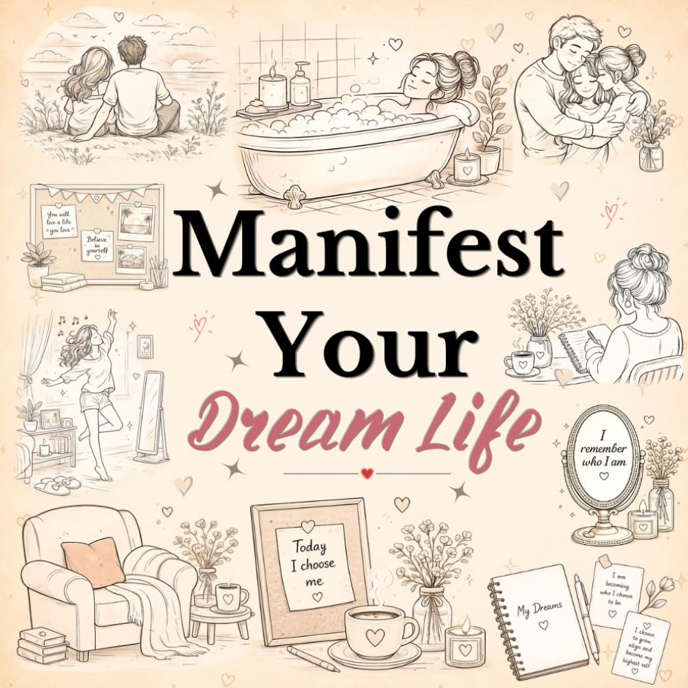Manifest Your Dream Life: A Cozy Coloring Book for Teens and Adults with Manifestation Scenes, Reflection Prompts, Visualization, Mindfulness, Stress ... and Self-Care (Manifest Coloring Series)