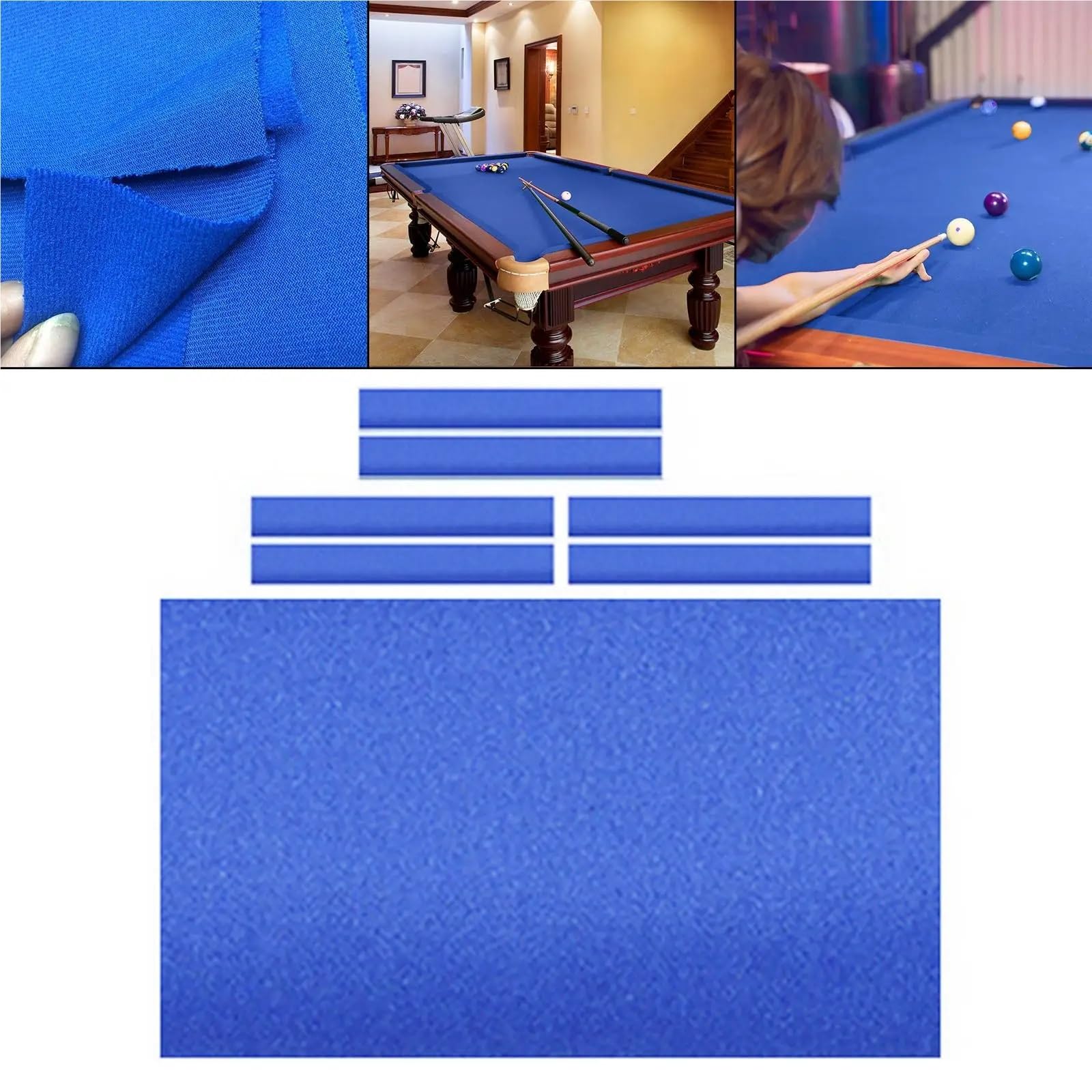 Panno da Biliardo Professionale + 6 Strisce, Panno da Biliardo in Feltro for Biliardo da Interno per Bar, Sport, Biliardo