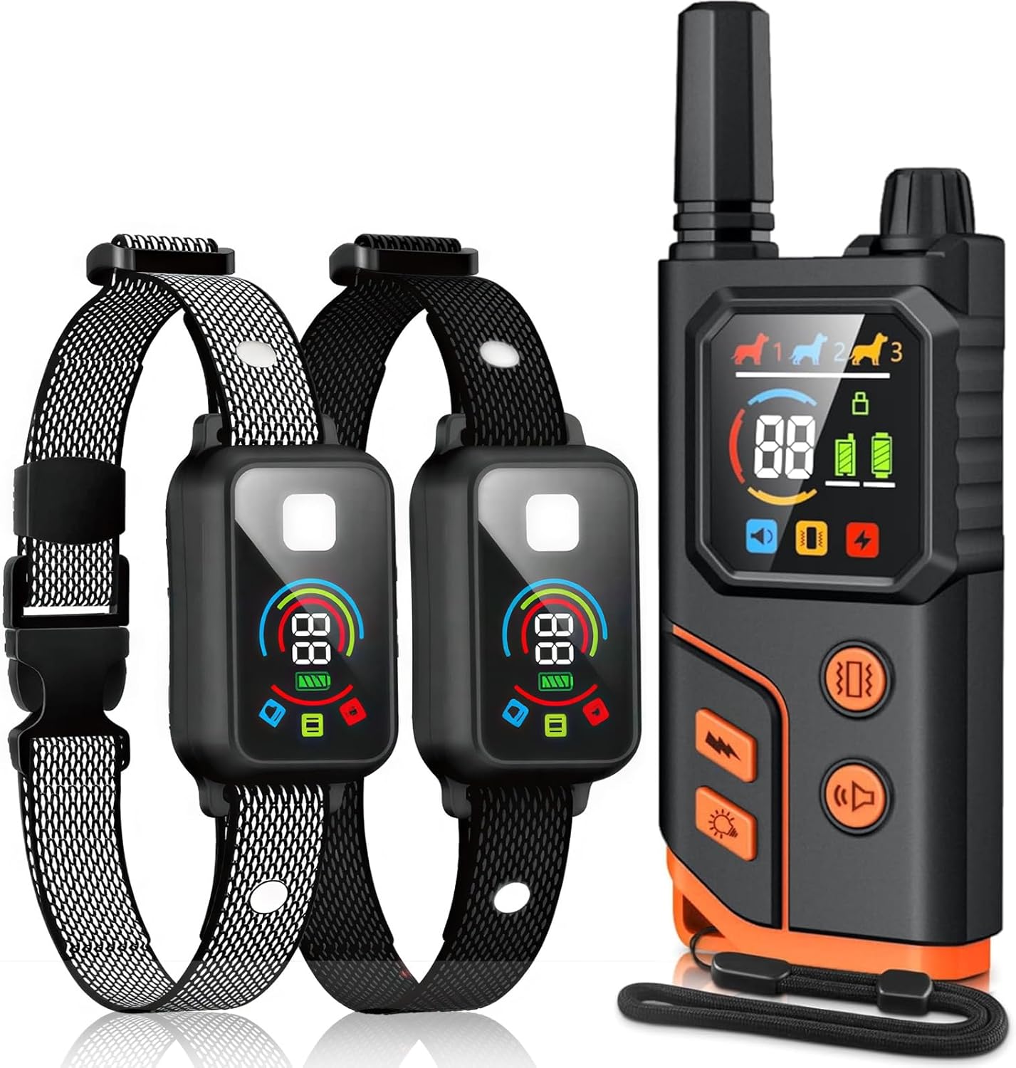 Dog Shock Collar, 2 Dog Training Collar with Remote for Medium Large Dogs, IP67 Waterproof Electronic Training Collar with 4 Training Modes, Security Lock, Rechargeable Shock Collar