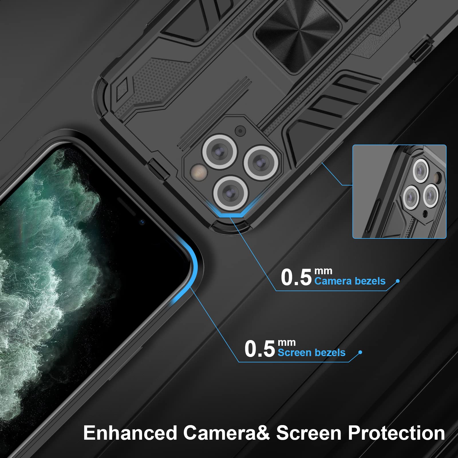 Funda para Xiaomi Redmi Note 15 Pro 5G, Carcasa Antigolpes con Soporte anular metálico, Case Protectora de Grado Militar, Azul — view 147