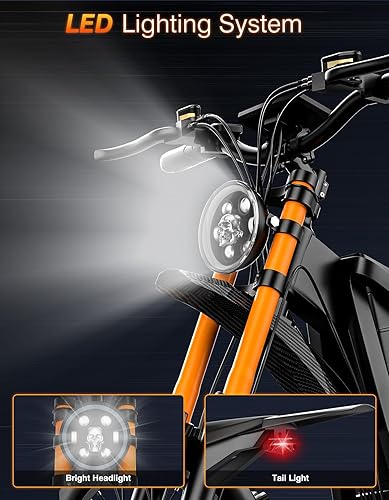 Miniatura 7 de Motocicleta eléctrica para adultos y adolescentes, motor de pico de 3000 W, 36 MPH, 100 millas, batería de 48 V/25 Ah, pendiente de 45°, frenos Negro