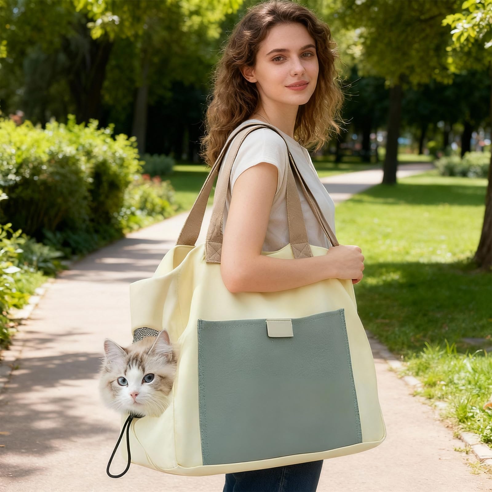 Haustiertasche bis 10kg, Tragetasche Katze zum Umhängen, Hundetasche für Kleine Hunde, Kleine Haustiere Transporttasche Canvas Tasche Unisex Umhängetasche Schultertasche