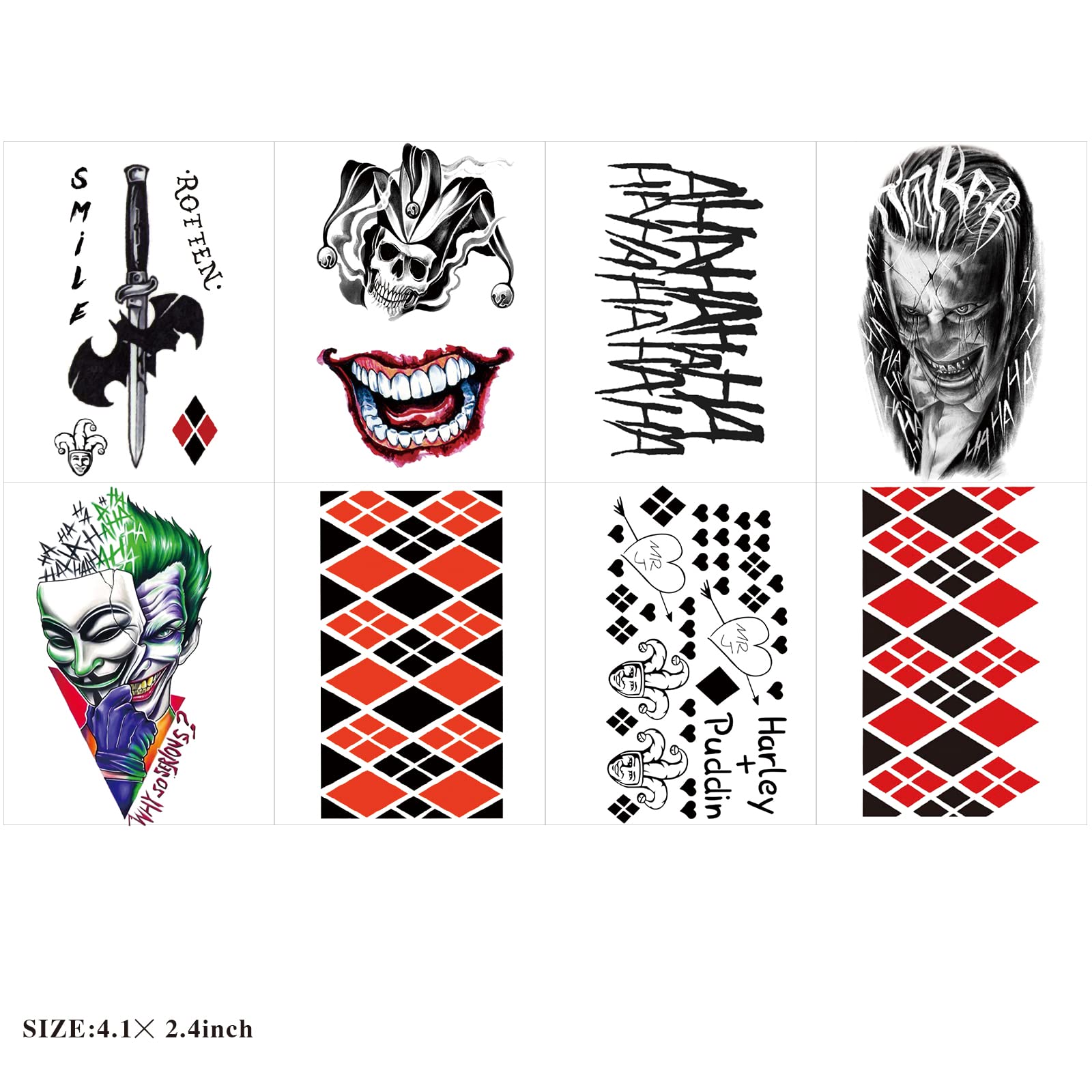 amazon-com-16-sheets-halloween-temporary-tattoos-for-joker-halloween-fake-tattoos-for-harley-quinn-tattoos-for-suicide-squad-perfect-for-halloween-costumes-harley-quinn-accessories-party-and-cosplay-beauty