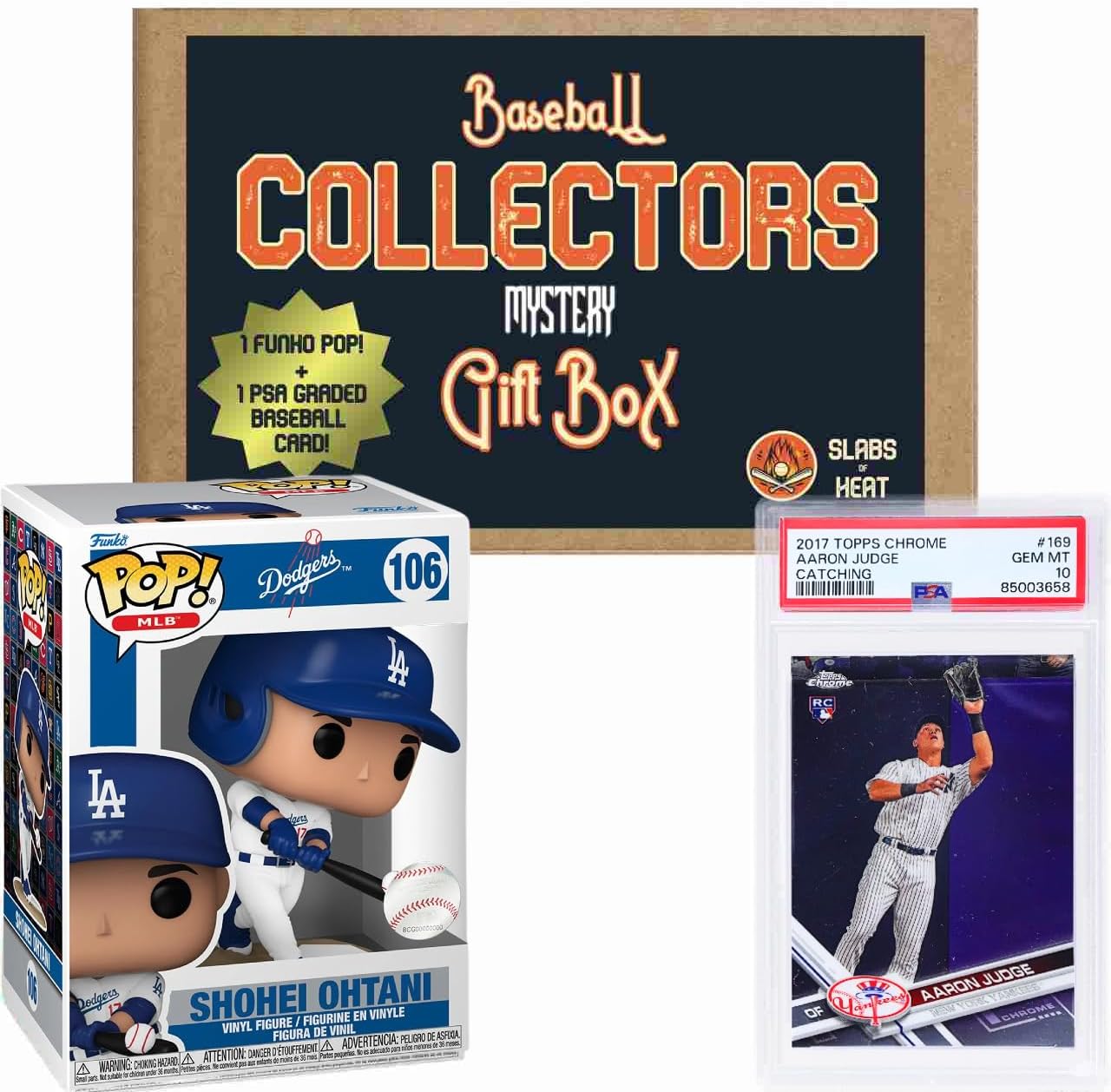 Slabs of Heat Baseball Collector's Mystery Gift Box: Funko Pop! & PSA Graded Card│ONE PSA Graded Baseball Card & ONE Authentic MLB Funko Pop │Ideal Gift for Collectors & Baseball Fans, SOH-FUN-2
