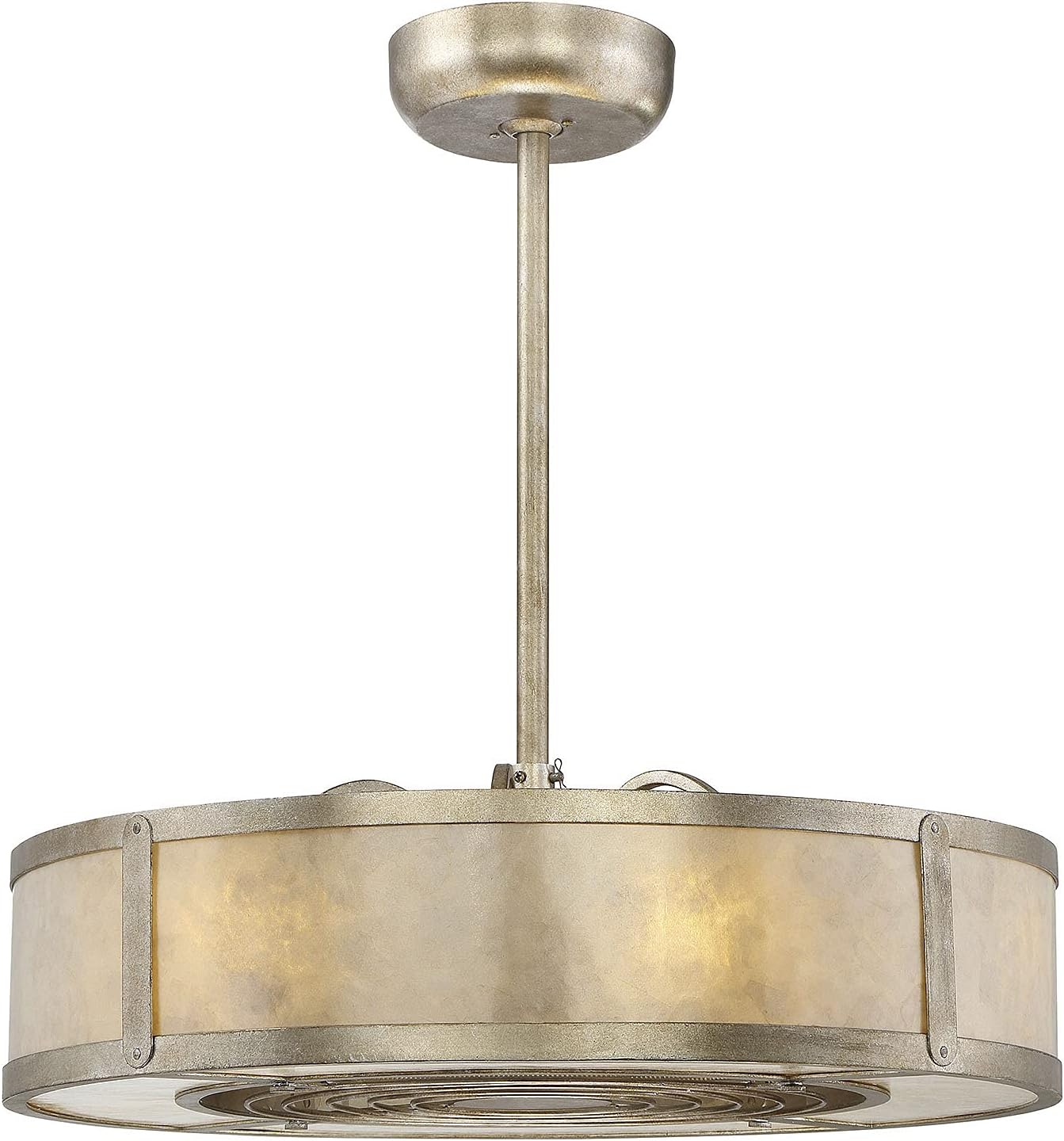 Savoy House 26-335-FD-272 Vireo Mid-Century Modern Mica Drum Fandelier Ceiling Fan with Remote, 6-Light 36 Total Watts, 13" H x 26" W, Silver Dust