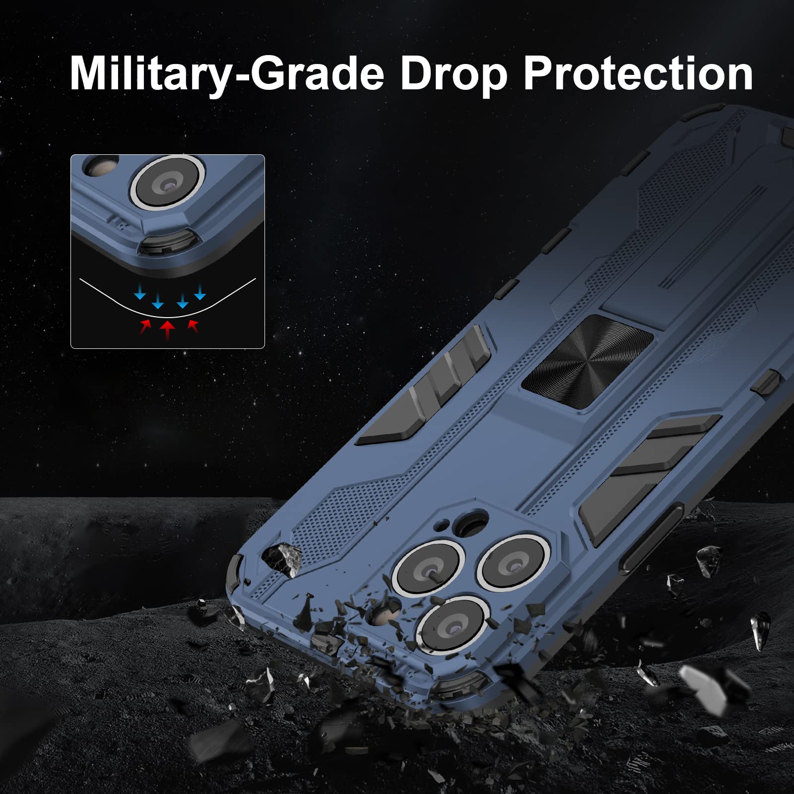 Funda para Xiaomi Redmi Note 15 Pro 5G, Carcasa Antigolpes con Soporte anular metálico, Case Protectora de Grado Militar, Azul — view 374