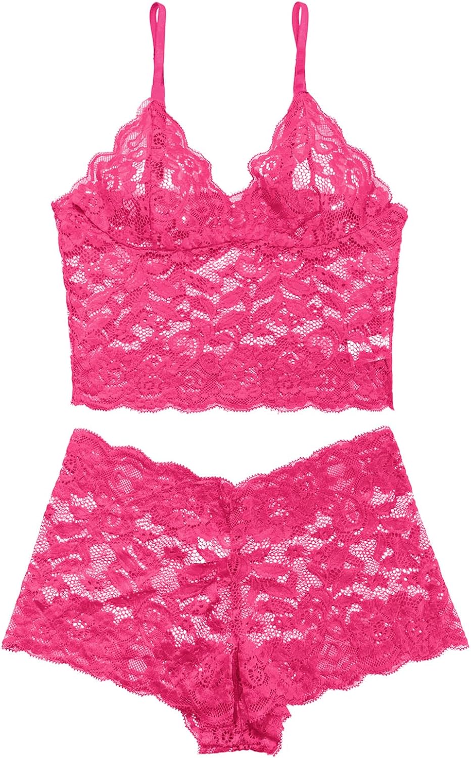 Lilosy Sexy Sheer Floral Lace Pajamas Lingerie Set High Waist Sleepwear Bra and Panty 2 Piece Nightwear - Image 4