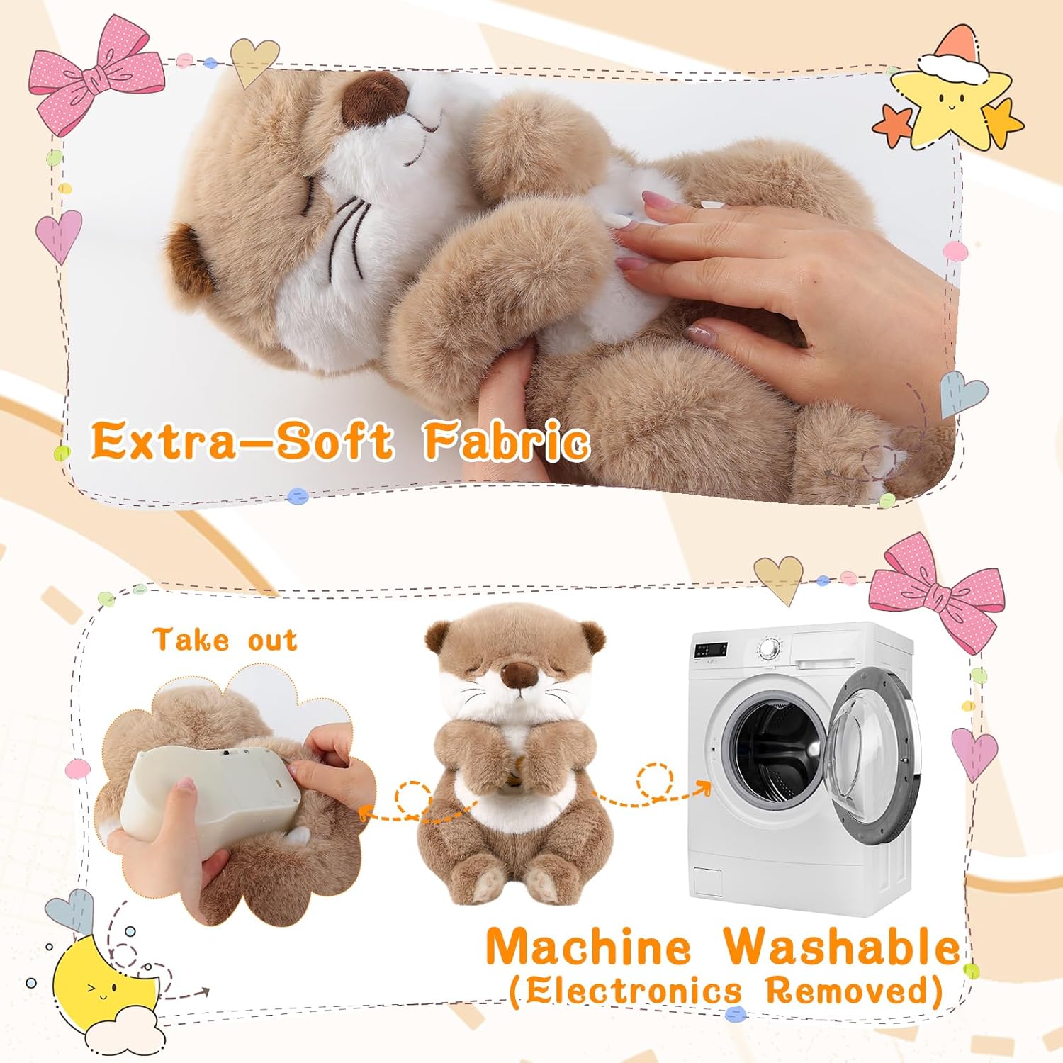 LUKETURE Snuggle Breathing Otter Plush Toy - Baby Sleep Soother with Calming Motion, White Noise, Soft Night Light & Soothing Vibration, Sensory Toy for Infants & Toddlers