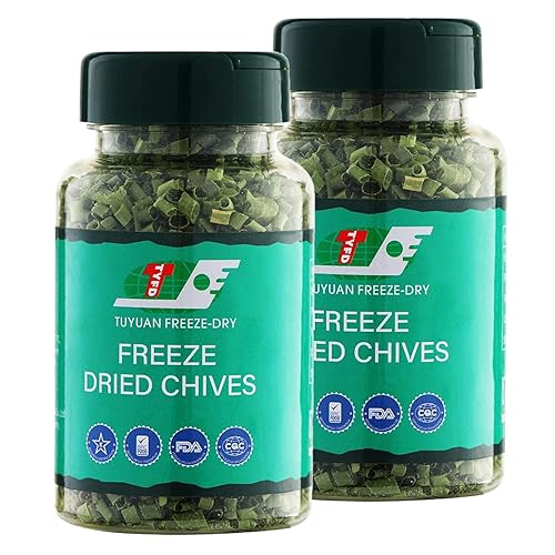 TYFD TUYUAN FREEZE-DRY Cebollino liofilizado, cebollino liofilizado, cebollino sustituto fresco, condimento de cebollino deshidratado, 2 x 0.28