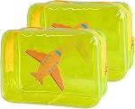 Neon Clear Pouch Small, Clear Makeup Bag, 7"x2.3"x4.7" Size TSA Approved Toiletry Bag, Clear Travel Bags for Toiletries, Cosmetic Bag for Women and Men, Transparent, Solid Color and Neon