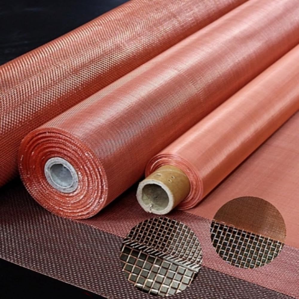2Pcs Electromagnetic Shielding Copper Mesh Roll,Copper Wire Woven Mesh, Conductive Shielding Metal Mesh (50cm Width x 1M Length ; 10-350 Mesh Option ) (2, 235 Mesh : 50cm x 100cm)