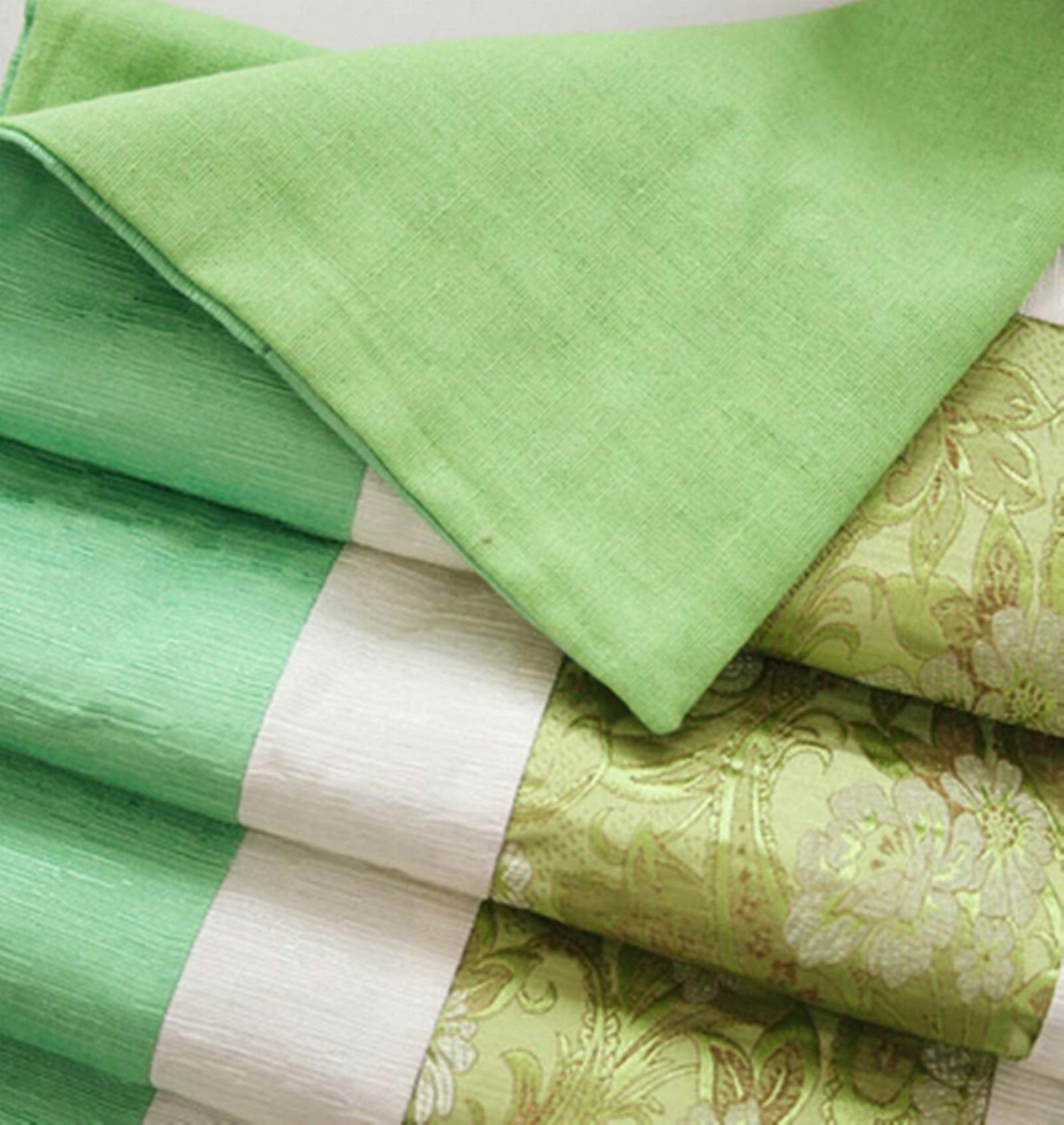 Runner Tavola Cotone Natalizio, Runner Natalizio Verde Due Fiori di Tono Runner Da Tavolo Elegante, 35x200CM