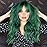 ANDRIA Green Wig with Bangs Blue Color Wig Wet and Wavy Long Loose Curly Wave Synthetic Heat Resistant Fiber Black Ombre Green Hair Wigs for Women 26 Inch