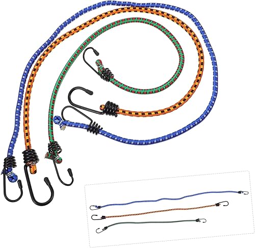 Miniatura 3 de 3 piezas de cuerda de equipaje elástica plana redonda cuerda elástica correa de equipaje apretar la cuerda tensor cinturón pesado gancho bicicleta