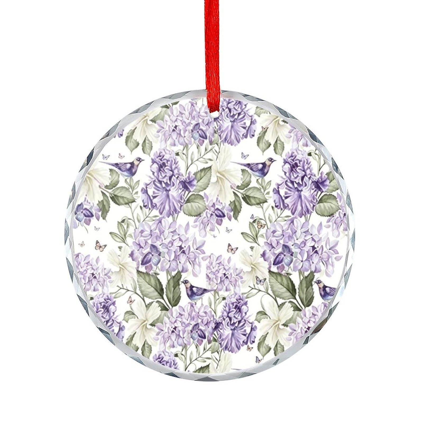 Btcowzrv Style Hibiscus Flowers Round Ornament Hanging Pendant Decor