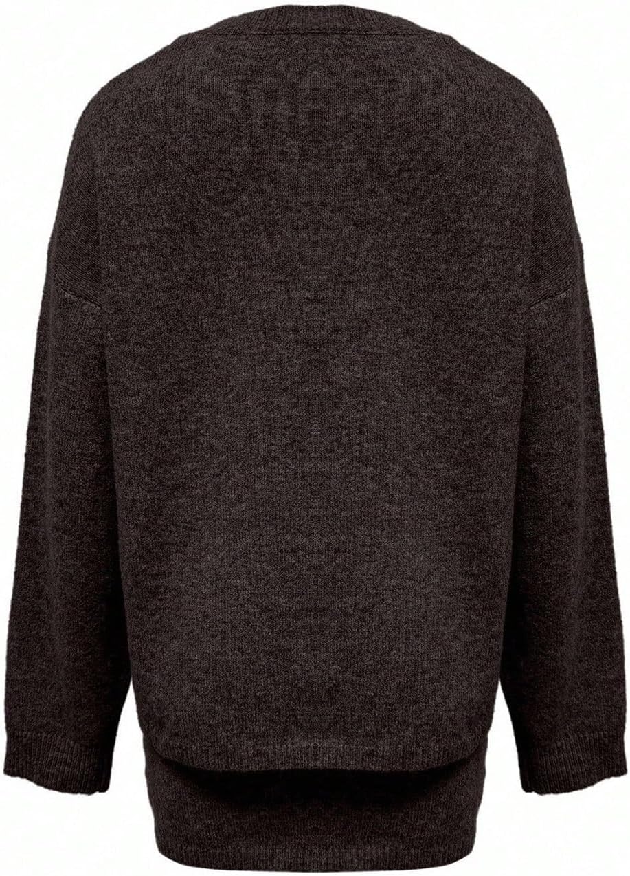 WDIRARA Women's 2 Piece Sweater Outfits Sets Long Sleeve Knit top Mini Skirt - Image 5