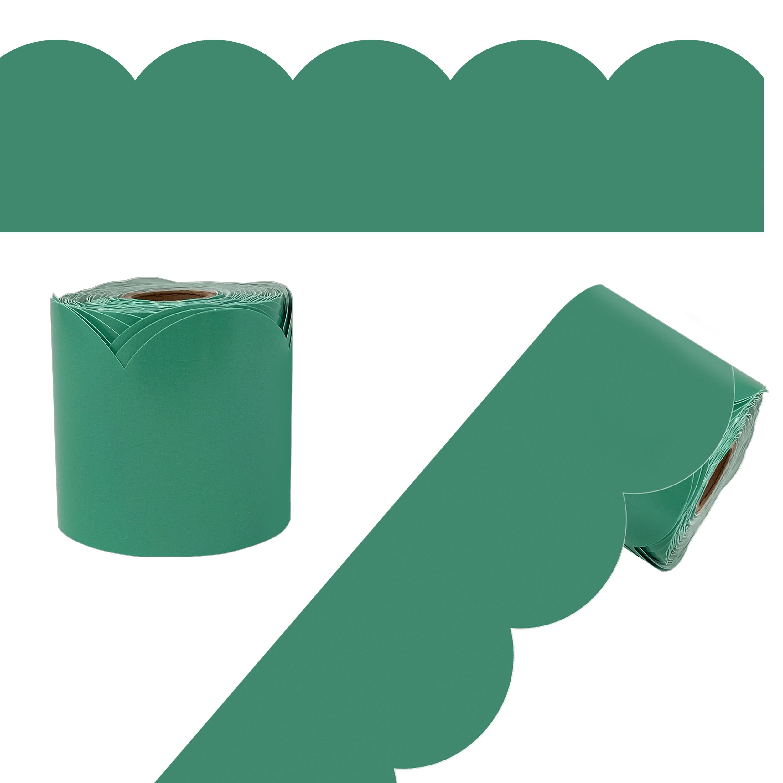 Carson Dellosa Grow Together 65Ft of Jade Green Bulletin Board Borders, 1 Roll of Scalloped Trim for Rolling Whiteboard, Cork and Posterboard, St Patricks Day, Christmas Decorations, Classroom Decor â image 1