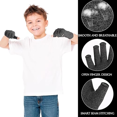 Miniatura 5 de 4 Pairs Kids Compression Gloves Fingerless Arthritis Gloves Kids Compression Hand Gloves For Boys Girls Carpal Tunnel