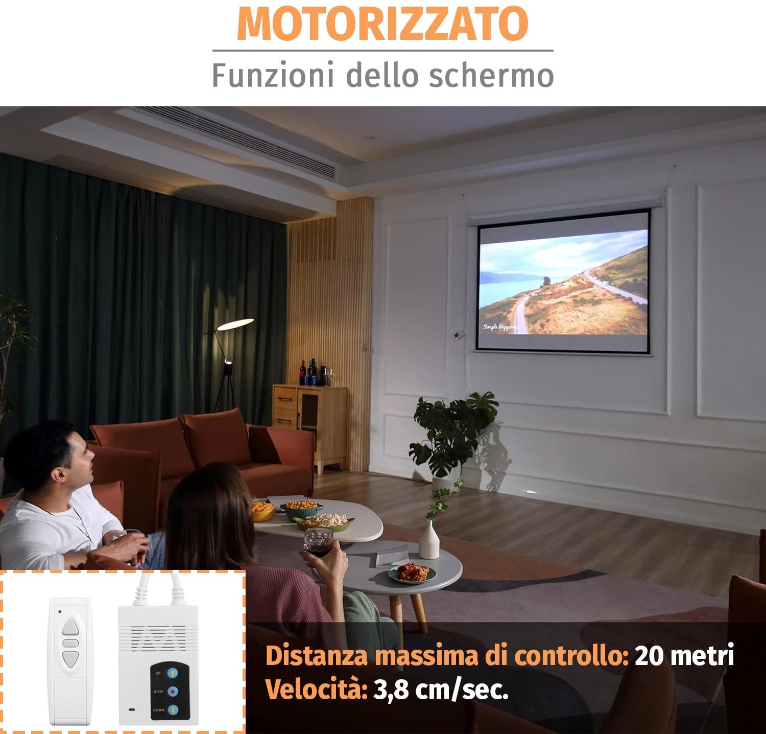 SBOX 504091 Schermo di Proiezione Motorizzato 112" 200x200 PSA-112-2 Bianco