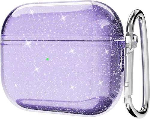 Svanove Funda para Airpods Pro de 3 generación con purpurina transparente (2021), bonita funda para Airpods 3, funda de TPU suave para mujeres y